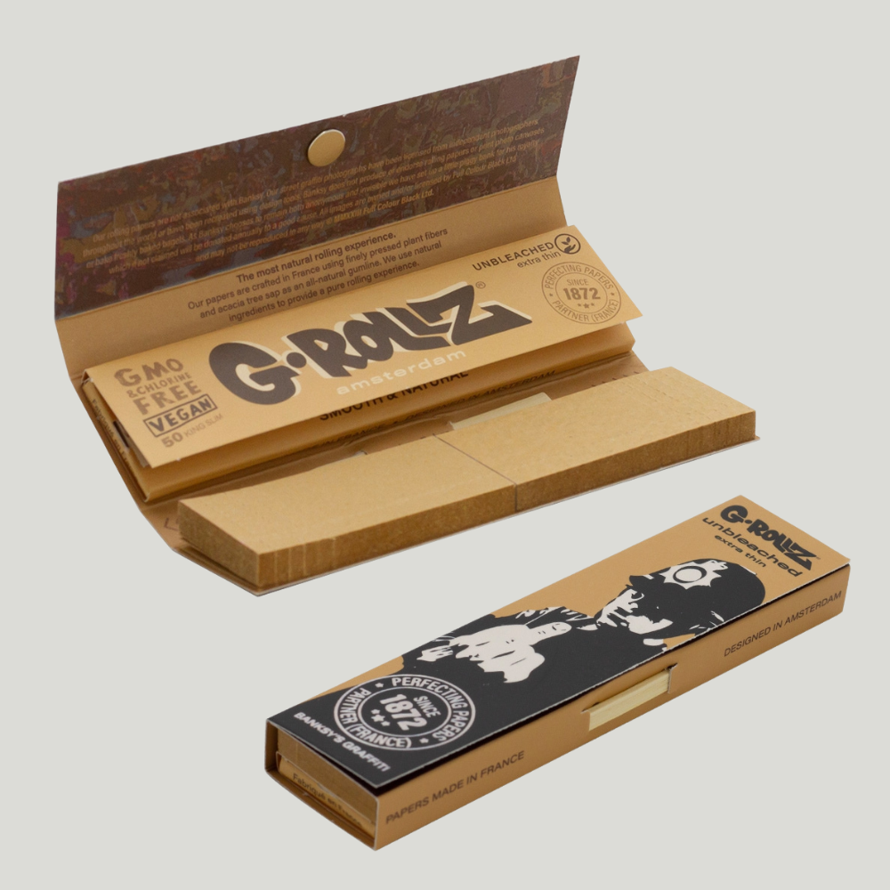 G-Rollz | Banksy's Graffiti 'Rude Copper' Unbleached - 50 KS Slim Papers + Tips