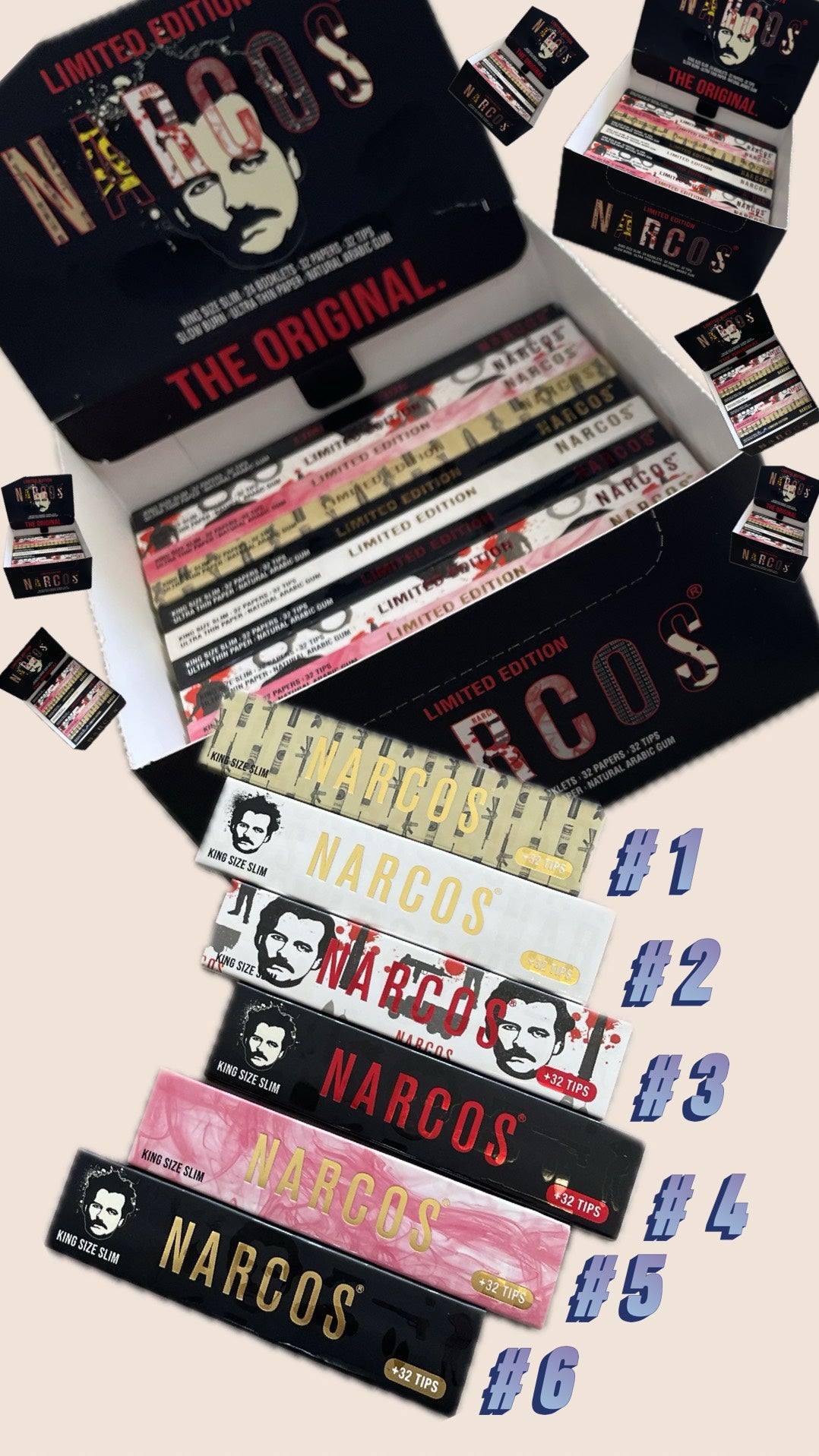 *LIMITED EDITION* PAPEL KING SIZE + TIPS NARCOS DESIGN